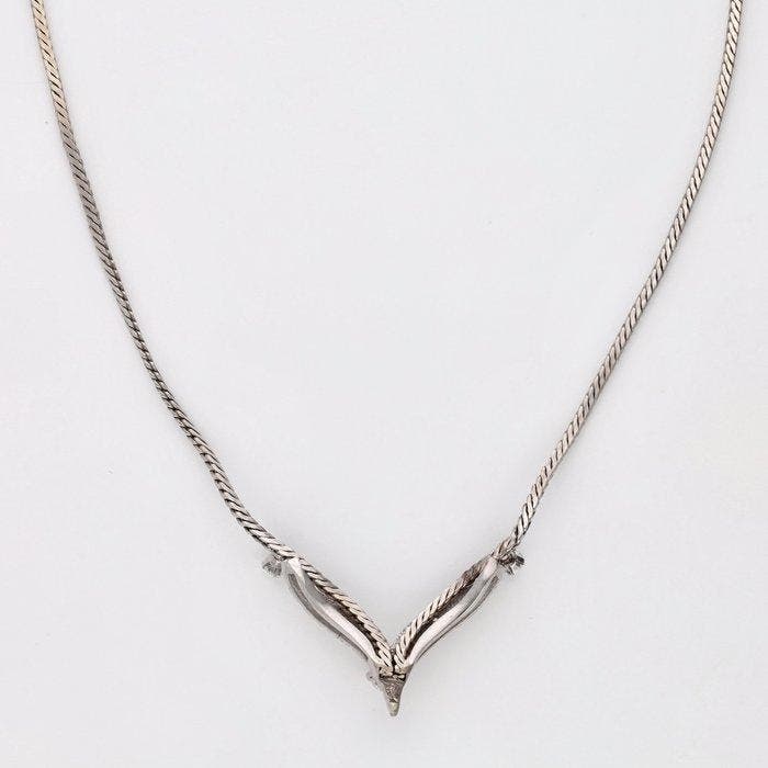 Halsketting - 14 karaat Witgoud Diamant (Natuurlijk), Handtassen en Accessoires, Kettingen