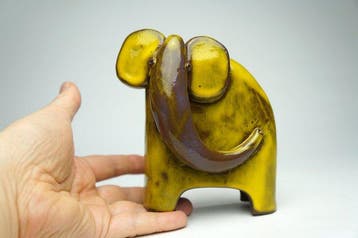 Urszula Despet - Sculpture, Yellow Elephant - 14 cm -