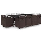 vidaXL 13-delige Tuinset met kussens poly rattan bruin, Verzenden, Nieuw, Tuinset