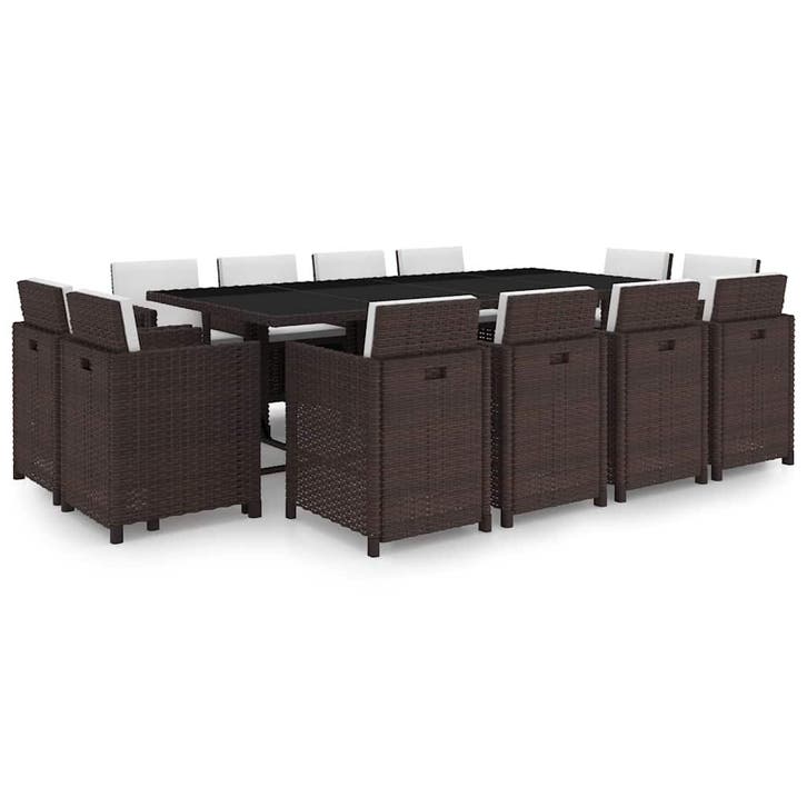 vidaXL 13-delige Tuinset met kussens poly rattan bruin, Tuin en Terras, Tuinsets en Loungesets, Tuinset, Nieuw, Verzenden