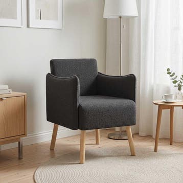 vidaXL Accentstoel Donkergrijs Bouclé, Verzenden, Nieuw