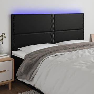vidaXL Hoofdbord LED 200x5x118/128 cm kunstleer zwart, Verzenden