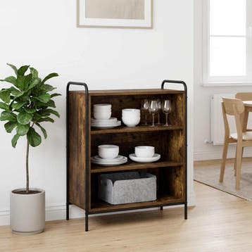 vidaXL Dressoir Gerookt eiken 97 x 33 x 81 cm Bewerkt hout, Verzenden