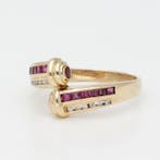 Bague - 18 carats Or jaune Rubis - Diamant, Bijoux, Sacs & Beauté, Bagues
