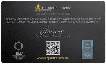 0,5 Gramm - Goud .999 - Heimerle + Meule - Met certificaat