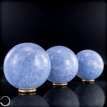 Zeldzame natuurlijke blauw-calciet bolletjesset – 3, Antiek en Kunst