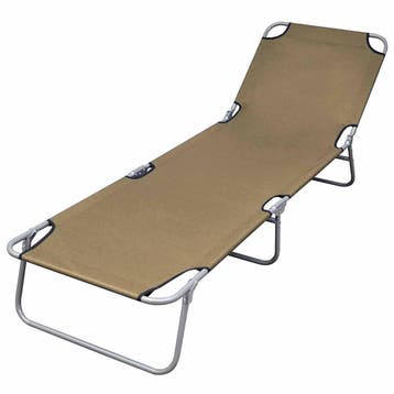 vidaXL Ligbed inklapbaar met verstelbare rugleuning taupe, Tuin en Terras, Verzenden, Nieuw