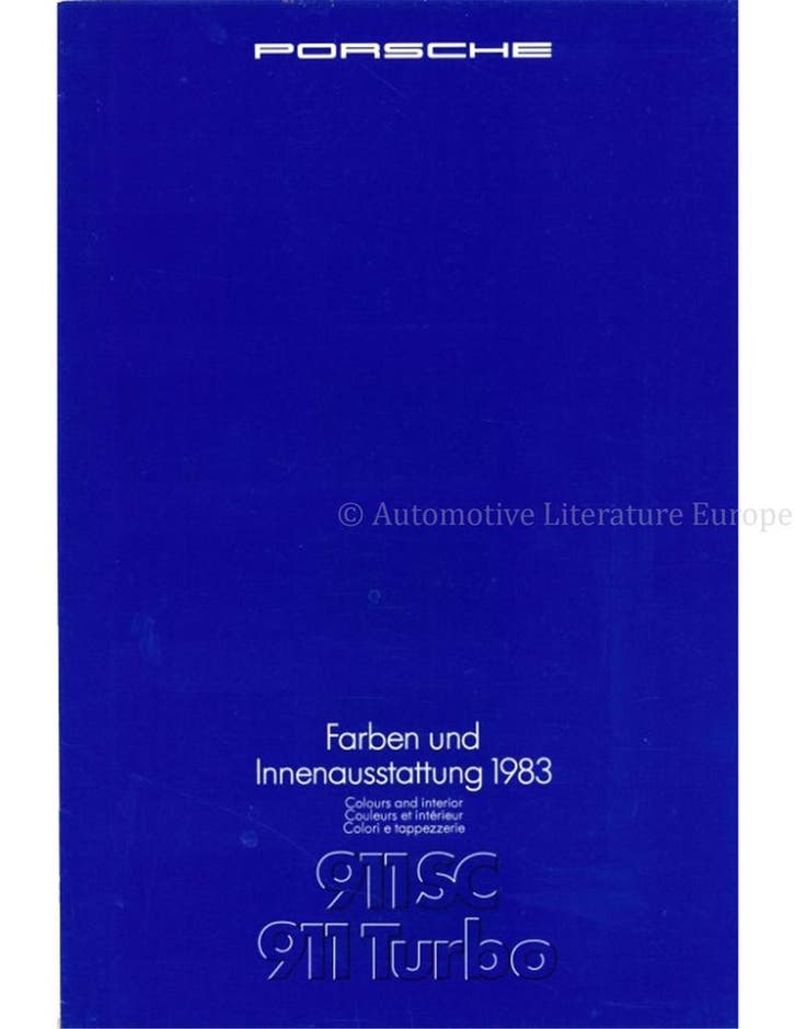 1983 PORSCHE 911 SC TURBO KLEUREN UITRUSTING BROCHURE DUITS, Livres, Autos | Brochures & Magazines, Enlèvement ou Envoi