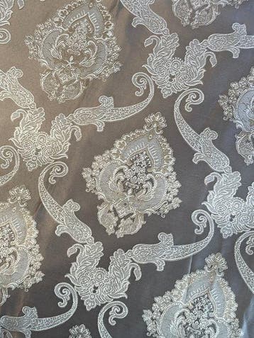 San Leucio - Top quality - Damast zijde grijs platina,, Antiek en Kunst