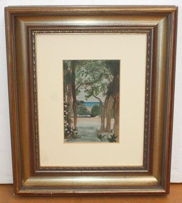Juan Belda Morales (1872-1944) - Jardín frente al mar, Antiek en Kunst