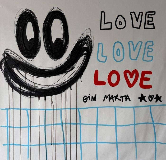 GINI MARTA - Love love Love, Antiek en Kunst, Kunst | Schilderijen | Modern