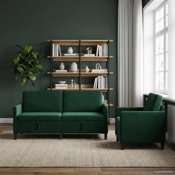 vidaXL Sofa Set Met Opslag 2 st Donkergroen Polyester, Verzenden, Nieuw