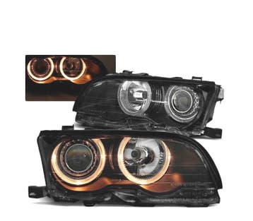 PHARES BMW E46 01-03 COUPÉ CABRIO ANGEL EYES FOND NOIR, Verzenden