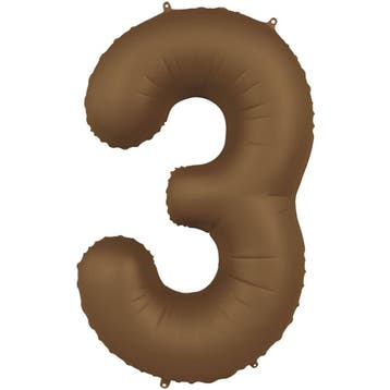 3 Jaar Cijfer Ballon Bruin Mat 86cm, Hobby en Vrije tijd, Feestartikelen, Verzenden, Nieuw