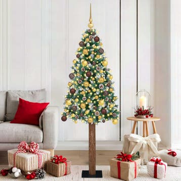 vidaXL Slanke Kerstboom Groen 180 cm PVC en massief, Verzenden, Nieuw