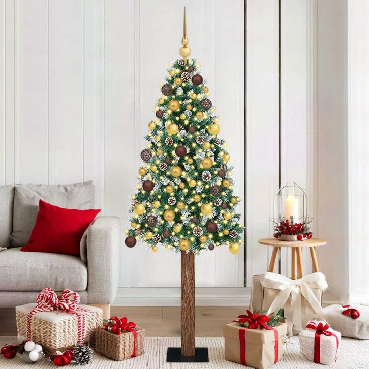vidaXL Slanke Kerstboom Groen 180 cm PVC en massief, Diversen, Kerst, Nieuw, Verzenden