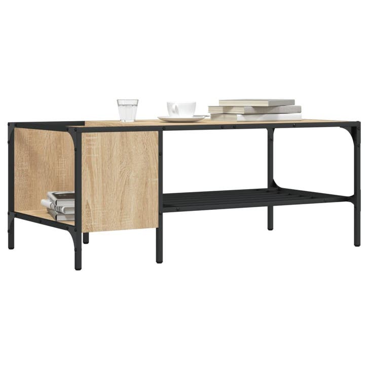 vidaXL Salontafel met rek 100x51x40 cm bewerkt hout sonoma, Maison & Meubles, Tables | Tables de salon, Envoi