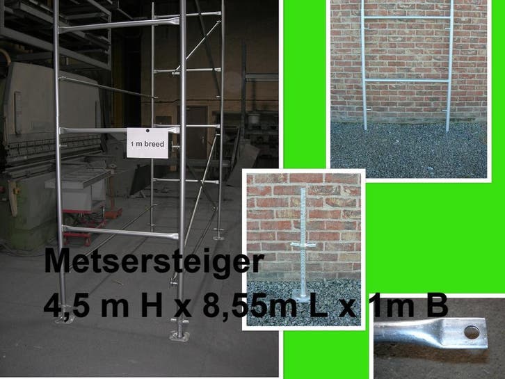 NIEUWE metsersteiger 4,5 m hoog x 8,55m L x 1 m B - stelling, Doe-het-zelf en Bouw, Steigers, Gevelsteiger, Nieuw, 2 tot 5 meter
