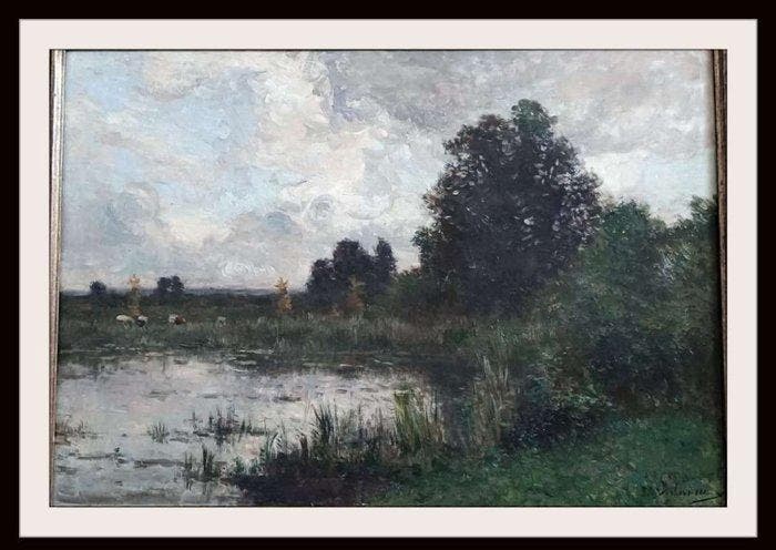 Isidore Verheyden (1846-1905) - Paysage campagnard à l’étang, Antiek en Kunst, Kunst | Schilderijen | Klassiek