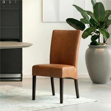 Leren eetkamerstoel Just - Rancho Cognac (cognac) - Poten, Bruin, Bohemian, Eigentijds, Klassiek, Retro, Romantisch, Scandinavisch