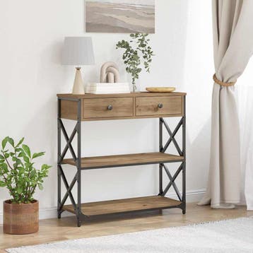 vidaXL Console Tafel artisanaal eikenkleurig 75 x 28 x 75 cm, Huis en Inrichting, Tafels | Bijzettafels, Verzenden, Nieuw