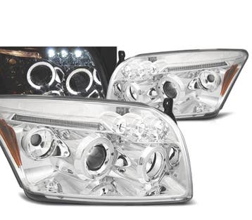 Phares Pour Dodge Caliber 06-12 Angel Eyes Led Chromé, Autos : Pièces & Accessoires, Verzenden