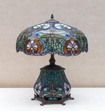 Lampe de table - Style Tiffany - Dragonfly - Laiton et