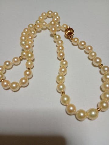 Collier ras du cou - 18 carats Or jaune Perle - collier