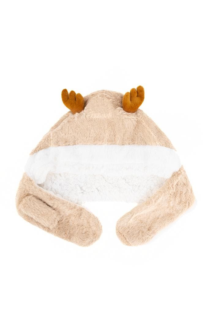 Muts Rendier Fleece Beige Bont Hoorns Oren Touwtjes Lichtbru, Enfants & Bébés, Vêtements enfant | Casquettes & Chapeaux, Enlèvement ou Envoi