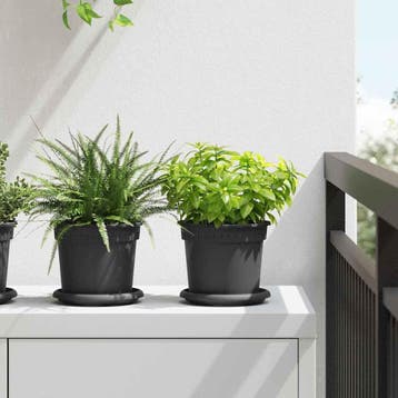 vidaXL Plantenpotten 24 pcs Zwart Ø 15 x 12 cm Kunststof, Tuin en Terras, Verzenden, Nieuw