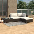 vidaXL 4-delige Loungeset met kussens poly rattan bruin, Verzenden, Loungeset