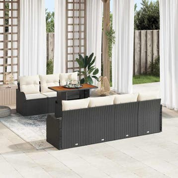 vidaXL Tuinbank Set 8 st Zwart en crème, Tuin en Terras, Verzenden, Nieuw