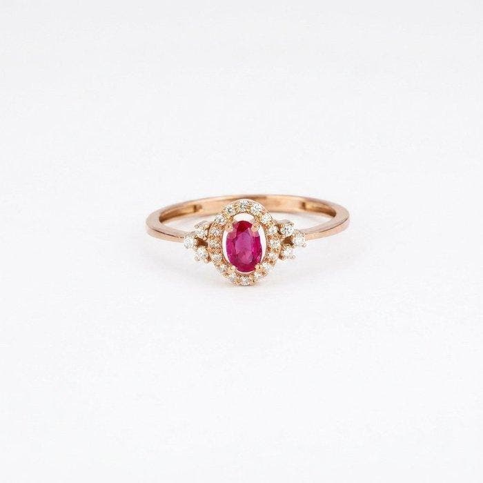 Zonder minimumprijs - Ring - 18 karaat Roségoud - 0.43ct., Bijoux, Sacs & Beauté, Bagues