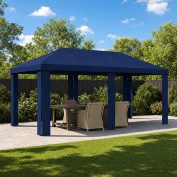 vidaXL Tuinpaviljoenhoes 6 x 3 m Blauw Polyester 190 gsm, Verzenden