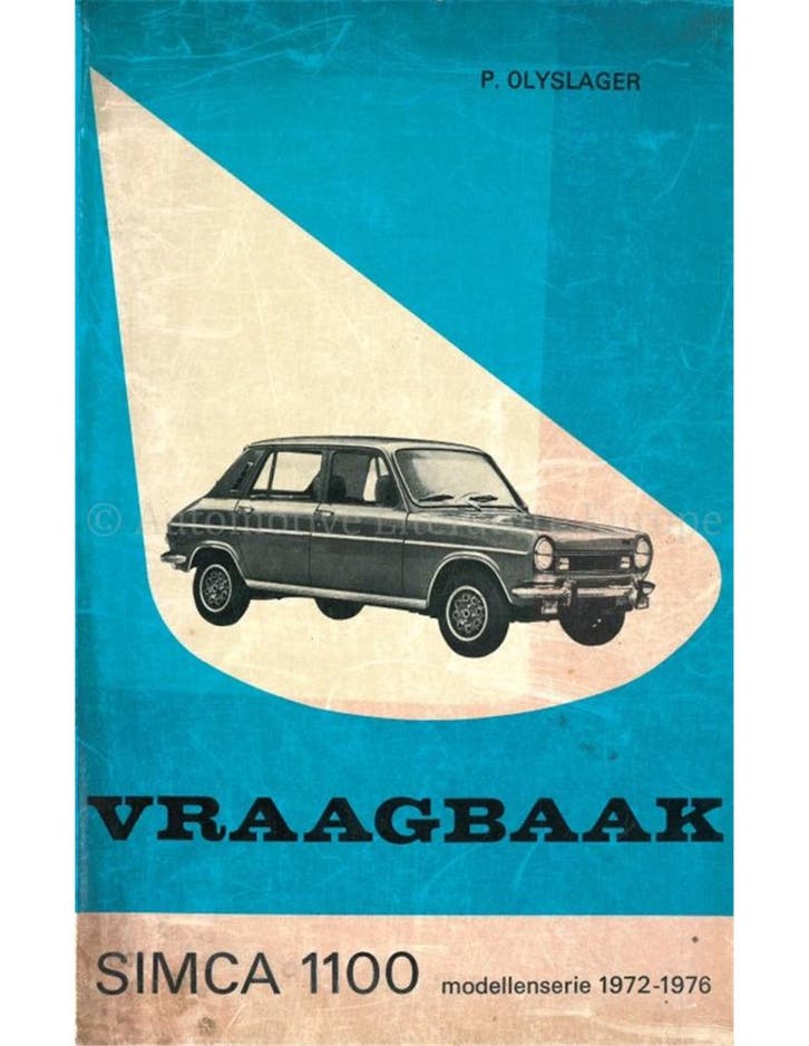 1972-1976 SIMCA 1100 VRAAGBAAK NEDERLANDS, Autos : Divers, Modes d'emploi & Notices d'utilisation