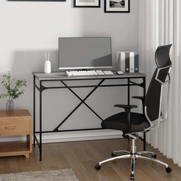 vidaXL Bureau 100x50x75 cm bewerkt hout en ijzer grijs, Verzenden
