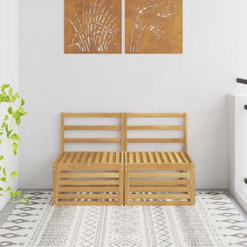 vidaXL 2 Stuk Buiten Midden Sofa Massief Acacia Hout Wit, Verzenden