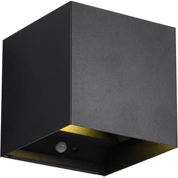 LED Wandlamp met Sensor - Mat Zwart, Warm Wit 3000K, 5W, Opl, Huis en Inrichting, Verzenden, Nieuw