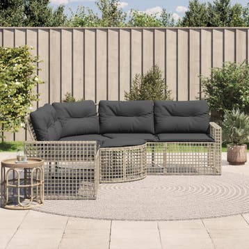 vidaXL Tuinbank met kussens en voetensteun L-vormig rattan, Tuin en Terras, Verzenden, Nieuw