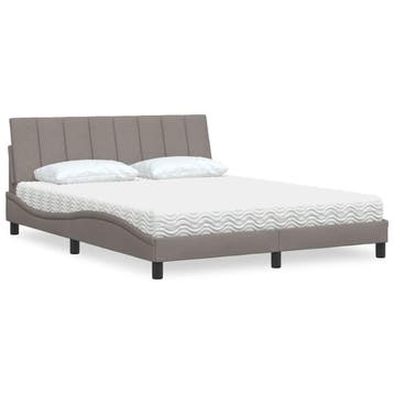 vidaXL Bed met matras Hanko stof taupe 160x200 cm, Verzenden