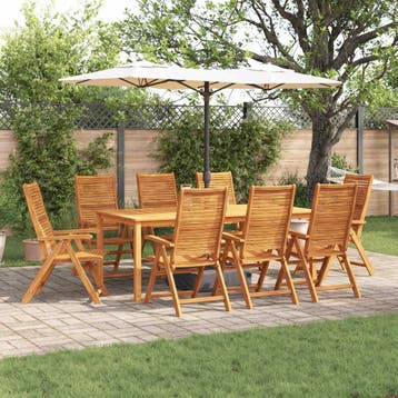 vidaXL Tuin Eettafel Set 9 st Bruin Massief Acacia Hout, Verzenden, Nieuw