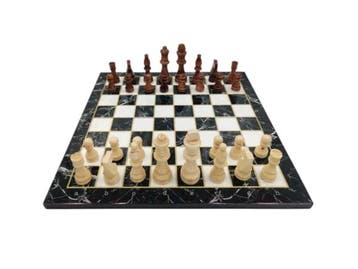 Veiling - Inklapbaar Schaakbord met Houten Stukken (37 cm), Nieuw