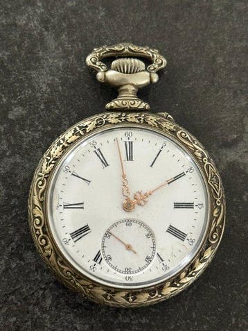Longines Montre de poche - Boîtier Scène thème de la pêche