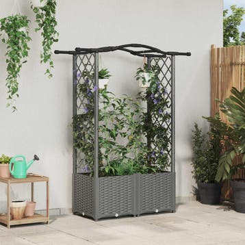 vidaXL Verhoogd Bed met Trellis en Dak Lichtgrijs 125 x 40 x, Verzenden, Nieuw
