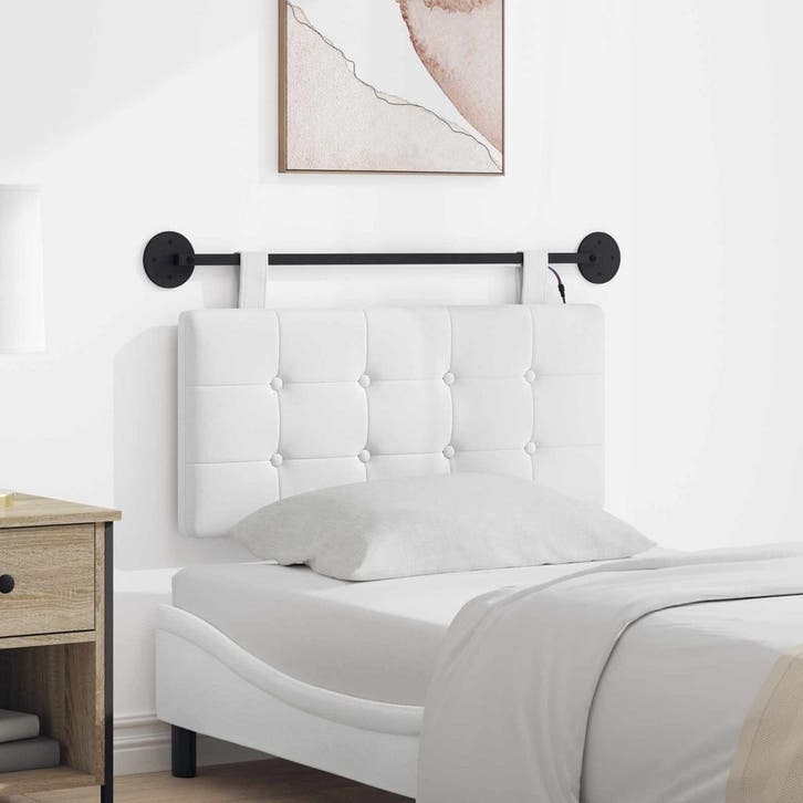 vidaXL Hangend hoofdbord Met LED-verlichting Wit Stof, Maison & Meubles, Chambre à coucher | Lits, Envoi