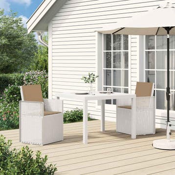 vidaXL Tuin Eettafel Set 3 st Wit en Taupe PP, Tuin en Terras, Verzenden, Nieuw