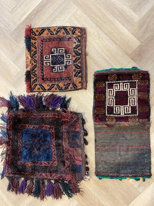 3 stuks Vintage Afghaan - NO RESERVE PRICE - handgeknoopt -, Huis en Inrichting, Stoffering | Tapijten en Vloerkleden