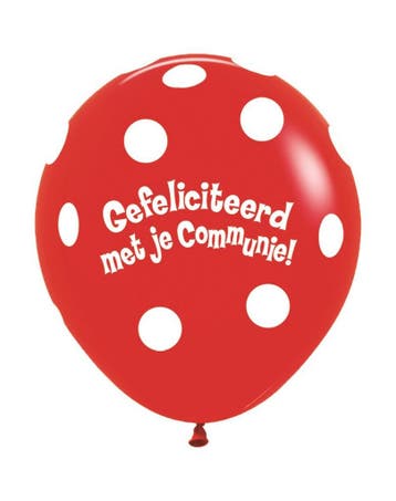 Ballonnen Communie Polka Dots Red 45cm 25st, Hobby en Vrije tijd, Verzenden, Nieuw