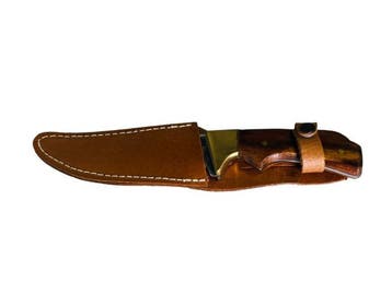 Veiling - Outdoor Knife | Stainless Steel | Wood & Brass Des, Caravans en Kamperen, Kampeergereedschap, Nieuw