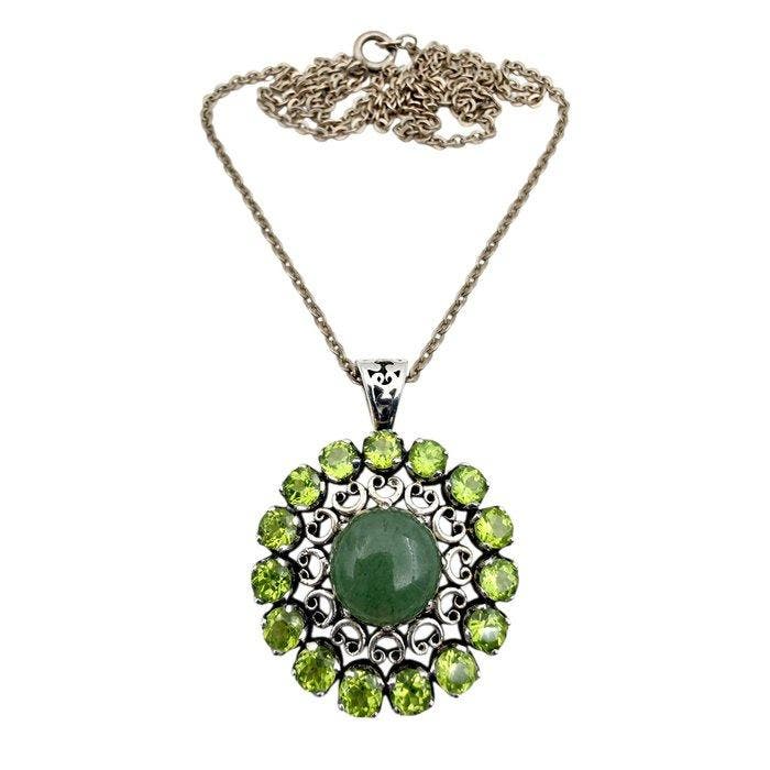 Zonder minimumprijs - Halsketting Zilver - Peridot, Handtassen en Accessoires, Kettingen